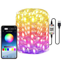 RGB Christmas LED String Lights Outdoor App Control Bluetooth Waterproof Fairy Light for Tree Bedroom Decor Holiday Lighting