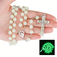 เครื่องประดับจี้โซ่รูปกางเขน Tasbih Rosario ไม้กางเขนส่องสว่างสำหรับค่ำคืนใหม่