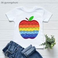 2023 newrainbow Kawaii Apple พิมพ์ Fidget ของเล่น T เสื้อ PUSH Bubble เสื้อ POP It POP It T-shrit BOY GIRL T เสื้อแขนสั้นเสื้อยืด TOP