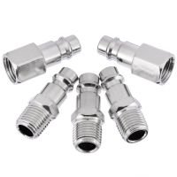 5pcs 1/4 quot; Euro Air Line Hose Compressor Fittings Connector Male Quick Release Pneumatic Parts Plug Socket Connector