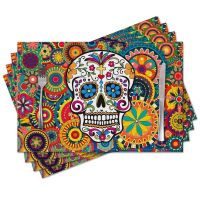 【DT】hot！ Day of The Dead Placemats Accessories Reusable Mats for Table Decorations