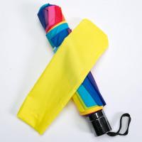 ร่มพับ3ทบสำหรับผู้หญิงร่มแดดออกและฝนตกสีรุ้งหลากสีสำหรับฝนร่มป้องกันรังสี UV ร่มแบบพับ