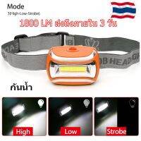 CH ไฟฉาย ไฟคาดหัว ไฟฉาย Headlamp COB LED 5W (Orange) 1800 LM นักวิ่ง เดินป่า กันน้ำ ปรับความสว่างได้ 3 โหมด ให้แสงสว่างถึง 70 M ไฟฉายแรงสูง ไฟสปอร์ตไลท์