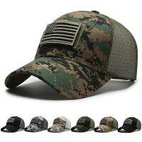 ✟♝ American Flag Camouflage Sticker Embroidered Baseball Cap Net Hat Men Outdoor Velcro Cap