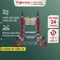Thang inox rút chữ A gấp gọn 4,4M - 5,6M Nhập Khẩu chính hãng FUJIHOME, thang rút đôi đa năng xếp gọn gia đình