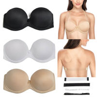 Vgplay White Bra Strapless Push Up Non-slip Lingerie Transparent Band Strap Womens Bra Plus Size For Big Breast 32-44 C D E F