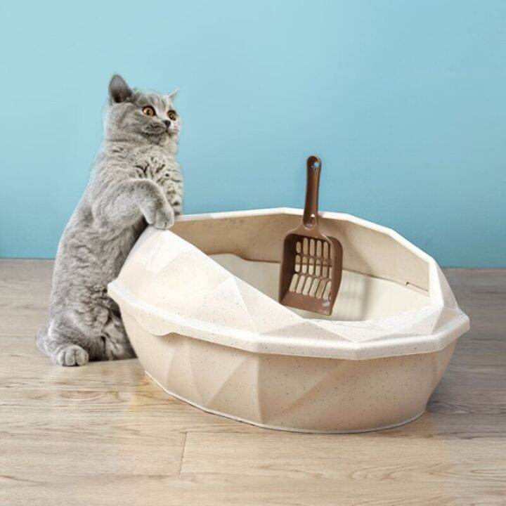 OpenTop Cat Litter Box Kit Include Scoop Kitty Litter Box Pan With Shield Enclosure AntiSplash