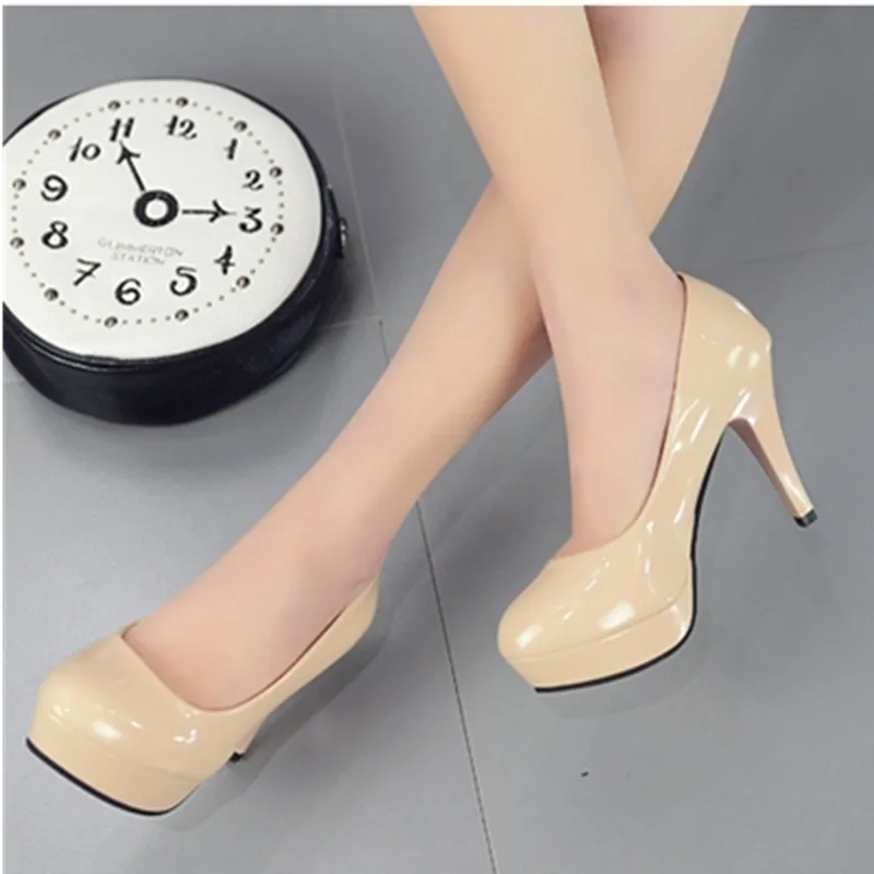 Womens OL Office Fashion Ladies Platform High Heels New Arrival Round Toe Red  Bottom High Heels Shoes Women Spring Pumps