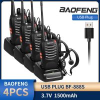 J93วิทยุสื่อสาร BF-888S 4ชิ้น/ล็อต BAOFENG สองทางวิทยุเป่าเฟิง888S UHF 400-470Mhz 16CH ระยะยาวตัวรับส่งสัญญาณแบบพกพาปลั๊ก USB