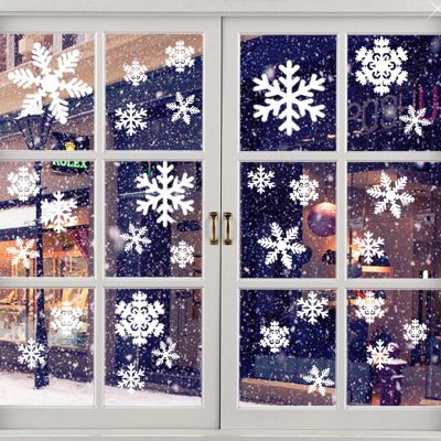 57pcs Snow Flakes Stickers Theme Adhesive Snowflakes Window Clings Gathering Prom