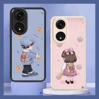 simple Waterproof Phone Case For OPPO A1 Pro 5G/Reno8T 5G/A98 5G Dirt-resistant cute youth luxurious leather couple