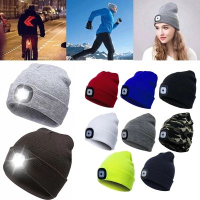 [hot]2022new LED Luminous Knit Cap Winter Warm Hunting Camping Running Cap Gift Mens Womens Outdoor Fishing Hat