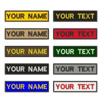 ☎►❡ 10cmX2.5cm Custom Name Patch Stripes Badge Iron On hook and loop Army Green Khaki White red yellow blue Navy blue grey