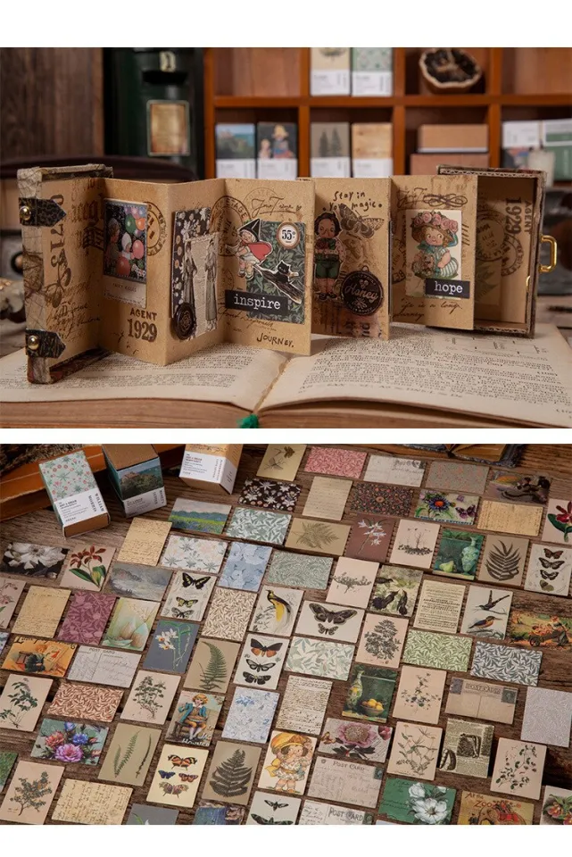 100pcs Antique Collection Book Craft Paper Junk Journal Vintage
