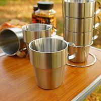 แก้วกาแฟ แก้วสแตนเลสสตีลพร้อมขาตั้ง ชุดถ้วยสแตนเลส Stainless Steel Stacked Tea Cup Set ZBO7251✅สินค้าพร้อมส่ง