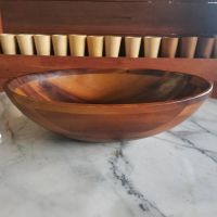 ชามสลัด ชามไม้จามจุรี (Jamjuree wooden bowl)ขนาด กว้าง15xลึก12xสูง4" นิ้ว ชามใส่ผลไม้ ชามผสมอาหาร ปลอยภัยต่อร่างกาย แข็งแรง ทนทาน