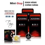 FREESHIP Bộ 3 hộp Bao cao su Gân gai kéo dài thời gian AZODRA  36 chiếc