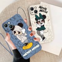 【LZ】 Minnie Mouse Mickey For Apple iPhone 13 12 Mini 11 Pro XS MAX XR X 8 7 6S SE Plus Liquid Rope Silicone Phone Case