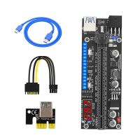 VER15X Marquee PCIE Adapter กราฟิกการ์ด Extension Pci-e 1X 16X Riser Adapter พร้อมจอแสดงผลอุณหภูมิสำหรับ Mining