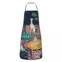 Bib Bohemian Whippets Apron for Men Women Unisex Chef Kitchen Cooking Boho Turkish Kilim Dog Greyhound Tablier Cuisine Gardening