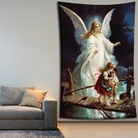 Angel Tapestry Jesus Blesses Art พิมพ์แขวน Room Tapestry Khrani เด็กยุคกลาง Christ Vintage ภาพจิตรกรรมฝาผนัง Aesthetic Wall Decor