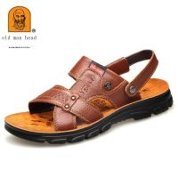 The old man the head of the new mens summer sandals summertime joker head skin and beach shoes thick rubber non-slip bottom