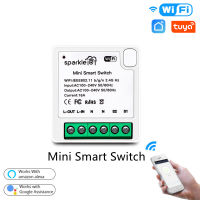 เบรกเกอร์ขนาดเล็ก Tuya สวิตช์อัจฉริยะขนาดเล็กเปิดปิดอุปกรณ์ WiFi ระยะไกลโทรศัพท์ควบคุมเสียง16A ควบคุมคู่ดัดแปลงซ่อน