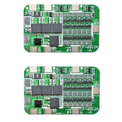 2Pcs 6S 15A 24V BMS Charger Protection Board Power Tool Solar Protection Panel for 6 18650 Li-Ion Lithium Battery DIY Kit