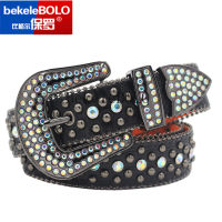 Black Rhinestone Belts For Women 2022 Luxury Strap Belt Studded Vintage Genuine Leather Men Belt Buckle Ceinture Femme Luxe