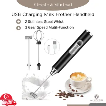 Milk Frother Handheld, USB Rechargeable 3 Speeds Electric Milk Foam Maker  Blender Mixer for Coffee,Hot Chocolate, Egg Whisks 