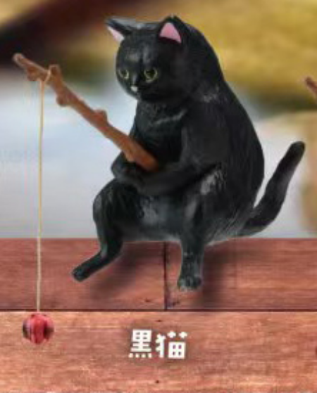 ของเล่นแคปซูล-yell-ญี่ปุ่น-kwaii-เมนคูนตลกสยาม-shorthair-สีดำผ้าดิบแมว-p2ตกปลาตุ๊กตากาชาปองตกแต่งตู้ปลา