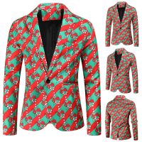 ZZOOI Mens Blazer Christmas Holiday Fall Winter Coat Regular Fit Breathable Casual Jacket Long Sleeve 3D Print Cartoon Print Rainbow