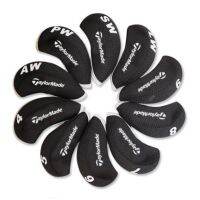 TaylorMade Golf Iron Covers 10pcs HeadCovers (Black) Elastic Neoprene Head Cover EOZH