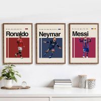 ☋◎▣ โปสเตอร์ ลาย Messi Ronaldo Mbappé Neymar World Cup สําหรับตกแต่งผนังห้องนอน สํานักงาน