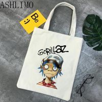 【Lanse store】Music Band Street Fighter Gorillaz Design Women Bag Shopping Shoulder Canva Tote Large Capacity College Harajuku Handbag