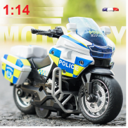 Xe mô tô cảnh sát đồ chơi trẻ em bằng hợp kim và nhựa xe chạy cót có đèn