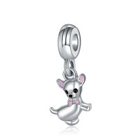 Cute Little Chihuahua Pendant Fit Original Pandora Charms Bracelet Women Pink Enamel Bow Dog Beads for Jewelry Making DIY Dangle