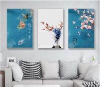 จีน Retro Scenery ภาพวาดผ้าใบพลัม Cherry Blossoms Wall Art สำหรับห้องนั่งเล่น