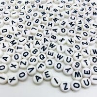 100pcs 7mm 26Letter Beads Acrylic Loose Spacer Beads For Jewelry Making DIY Handmade Bracelet Necklace Beads