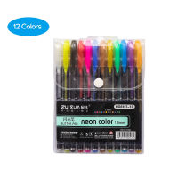 12 สีหลายสีสายรุ้งเน้นปากกาเจลปากกาลูกลื่นจับเขียนหมึกที่มีสีสันสำหรับสมุดวาดนักเรียนจิตรกรรม