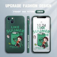 Hpcase เคสเคสสำหรับ Apple iPhone 15 Plus 15 Pro Max 15 Pro ใหม่ลายการ์ตูนปิศาจฆ่าคน Tanjirou Nezuko Agatsuma Zengitsu เคสโทรศัพท์มีกล้องคลุมทั้งหมดปลอกซิลิโคนน้ำลายขอบสี่เหลี่ยม