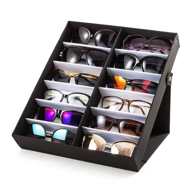 12 Slots Glasses Tray Sunglasses Display Case Eyeglass Organizer Box Eyewear Holder Sunglass Stand Sun Glasses Organizer
