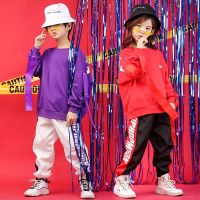 [COD] Childrens autumn and winter new childrens hip-hop street dance performance suit hiphop plus fleece clothes tide brand