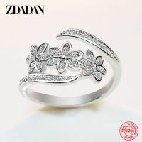 {BUSA Fashion Accessories} ZDADAN 925แฟชั่นเงินสเตอร์ลิงปรับได้เปิด CZ แหวนดอกไม้สำหรับผู้หญิงอารมณ์เครื่องเพชรเครื่องประดับของขวัญ