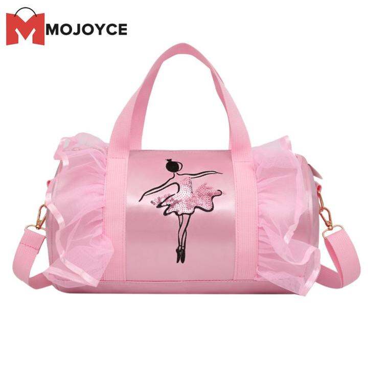 MOJOYCE Children Ballet Dance Lace Bag Barrel Backpack Dance Tote Bags