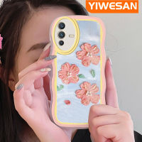 Jlingji เคสสำหรับ VIVO V23 Pro 5G มุกแวววาวกันกระแทกแบบใสนิ่มสีส้มดอกไม้สีชมพูสีเคสมือถือเคสโทรศัพท์ปกป้องทนทานต่อรอยขีดข่วน