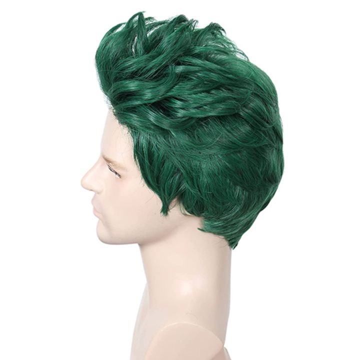 Mens short green top wig