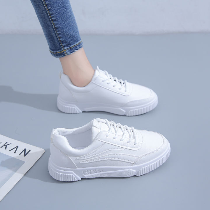 source-รองเท้าผ้าใบสีขาว-hipster-vintage-bege-white-basic-platform-fashion-ins-women-sports-shoes