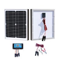 10W Rigid Solar Panel Tempered Glass Monocrystalline Solares Panels 12V Battery Charger Kit For Camping RV Yacht Street Light Wires Leads Adapters