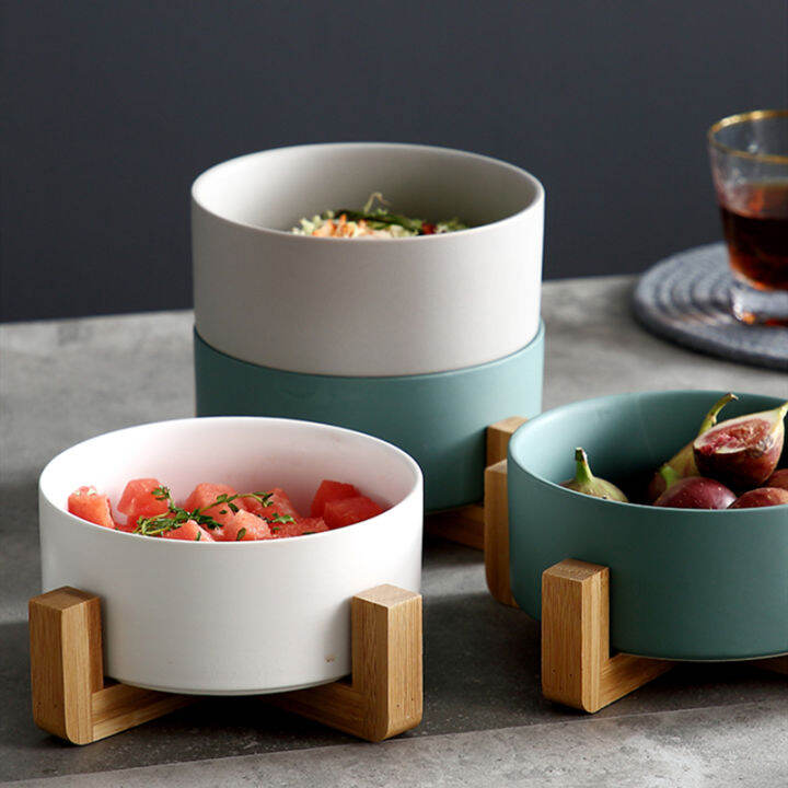 salad-dessert-solid-color-ceramic-bowl-flat-bottom-large-creative-nordic-household-ramen-bowl-with-wooden-stand